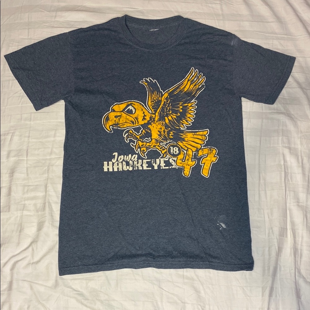 Blue and Yellow Short Sleeve Tee with Fun Graphic Design